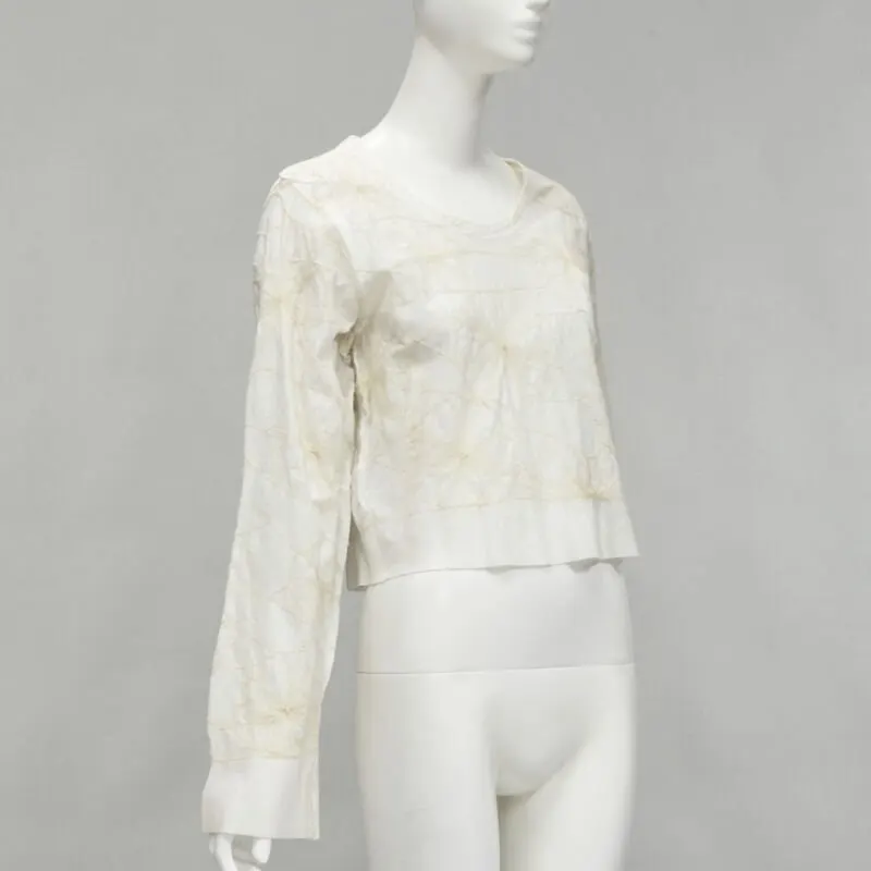 Comme des Garçons Floral Embroidery Top Beige Cotton Very good - Inside View