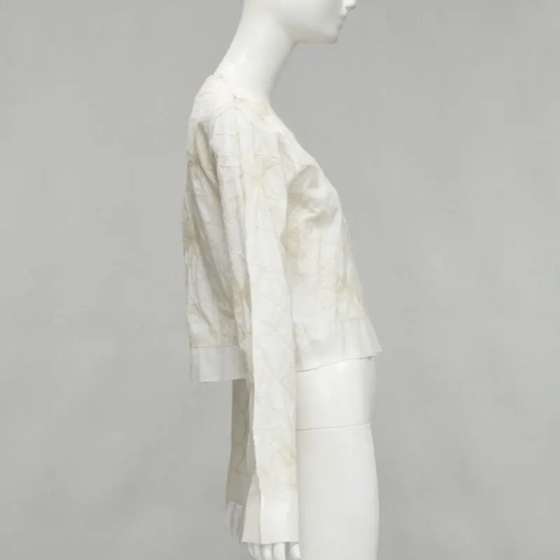 Comme des Garçons Floral Embroidery Top Beige Cotton Very good - Model View