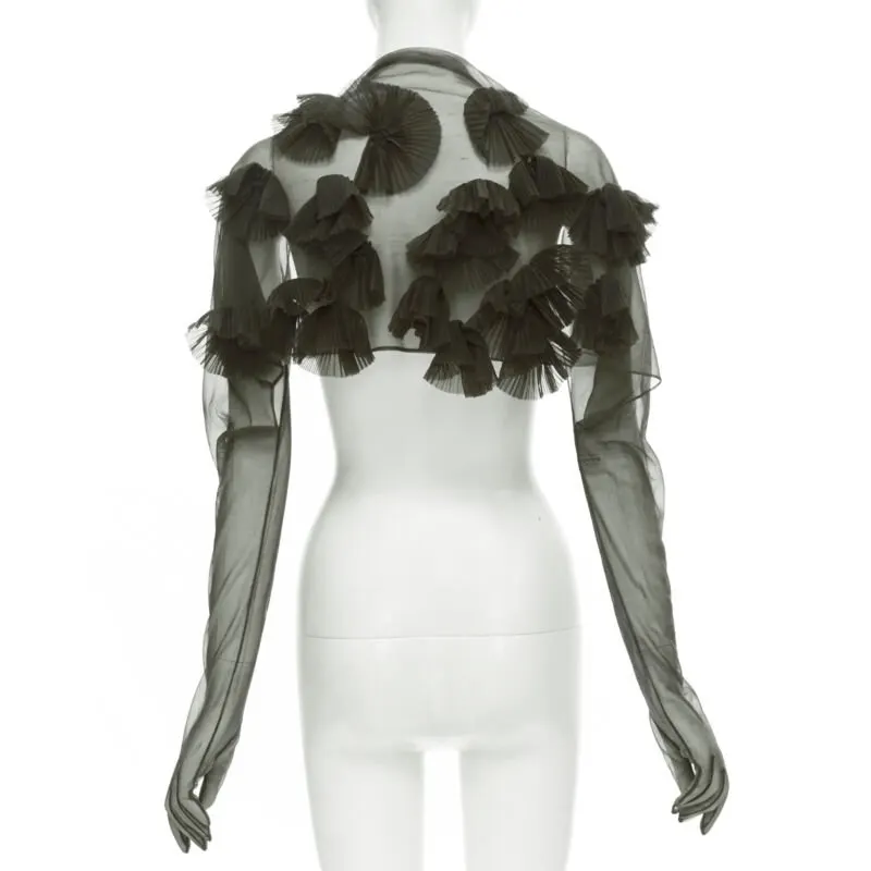 Comme des Garçons Pleated Shrug Gloves Grey Polyester Never worn - Front View