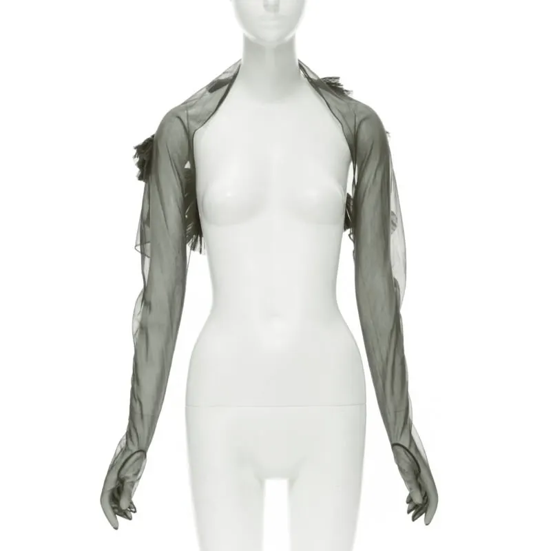 Comme des Garçons Pleated Shrug Gloves Grey Polyester Never worn - Back View