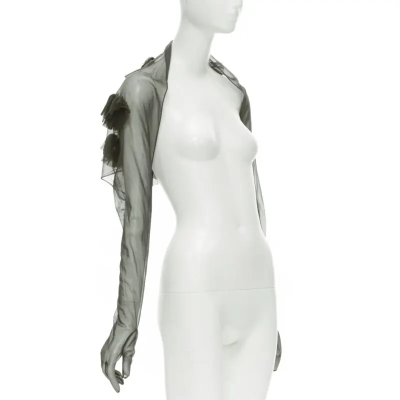 Comme des Garçons Pleated Shrug Gloves Grey Polyester Never worn - Inside View