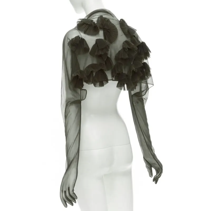 Comme des Garçons Pleated Shrug Gloves Grey Polyester Never worn - Box View