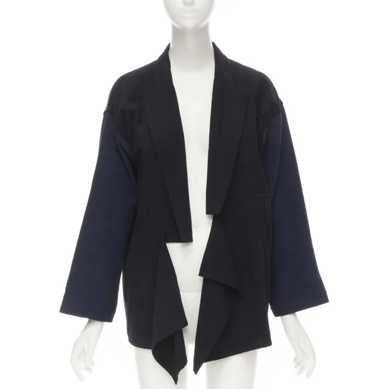 Comme des Garçons Drape Front Blazer Blue Cotton Never worn - Front View