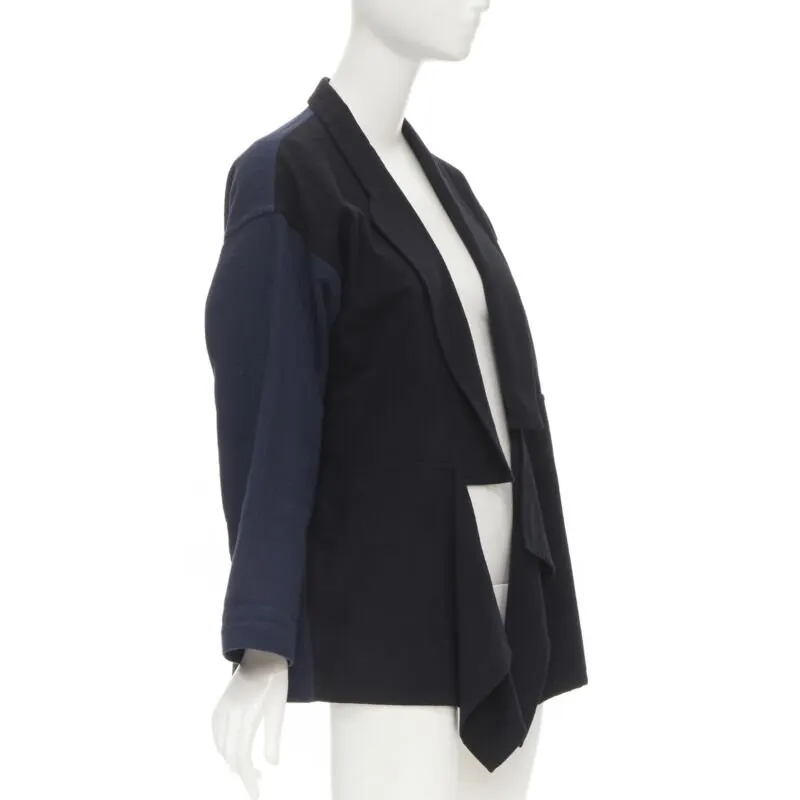 Comme des Garçons Drape Front Blazer Blue Cotton Never worn - Inside View