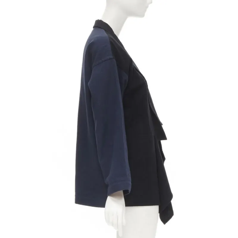 Comme des Garçons Drape Front Blazer Blue Cotton Never worn - Model View