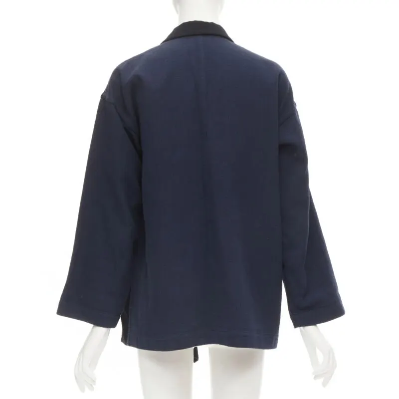 Comme des Garçons Drape Front Blazer Blue Cotton Never worn - Box View