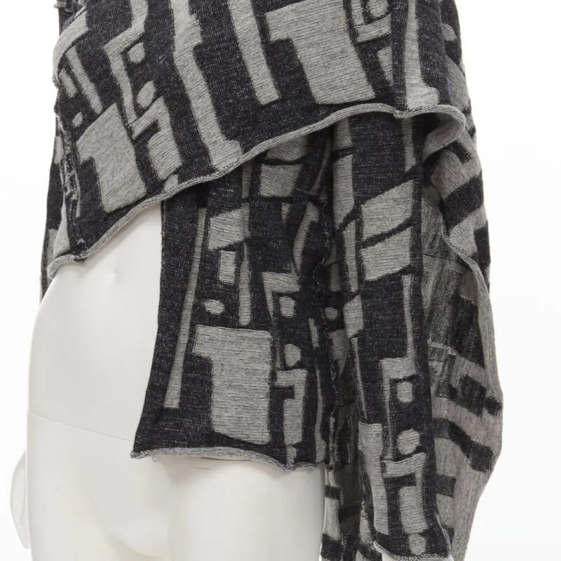 Comme des Garçons Intarsia Wrap Cardigan Grey Wool Never worn - Back View