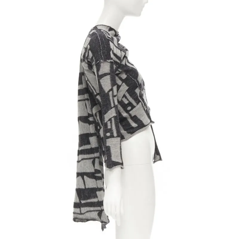 Comme des Garçons Intarsia Wrap Cardigan Grey Wool Never worn - Model View
