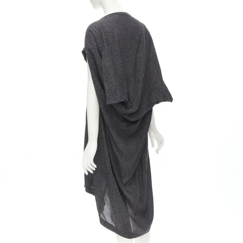 Comme Des Garcons Chevron Cocoon Dress Grey Polyester Never worn - Front View