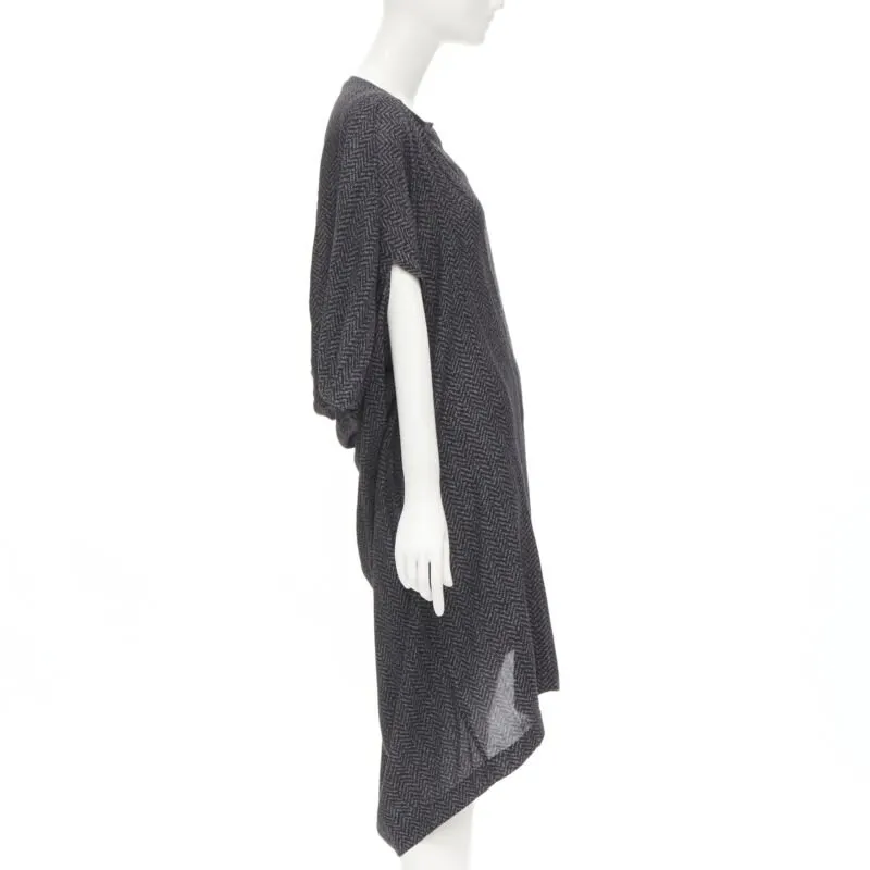 Comme Des Garcons Chevron Cocoon Dress Grey Polyester Never worn - Model View