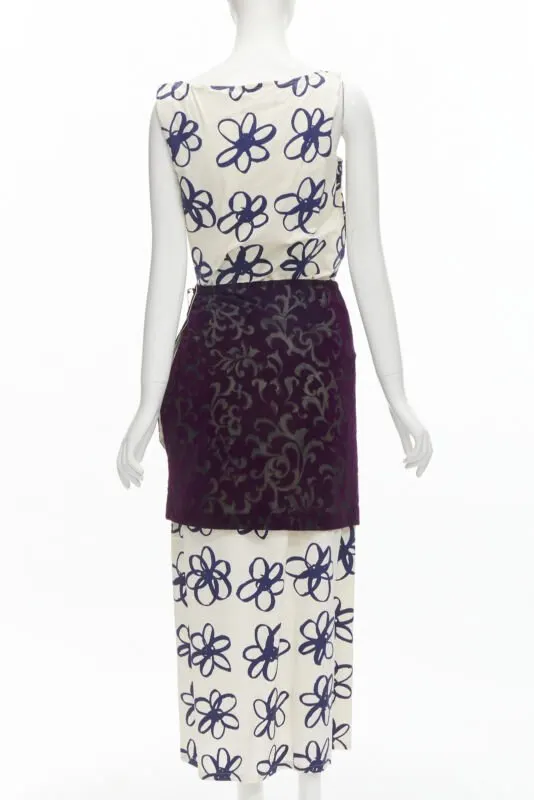 Comme Des Garcons Velvet Wrap Dress Blue Cotton Very good - Box View