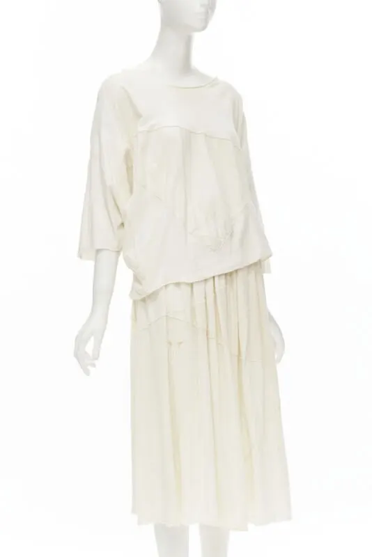 Comme Des Garcons Patchwork Trapeze Set White Cotton Good - Inside View