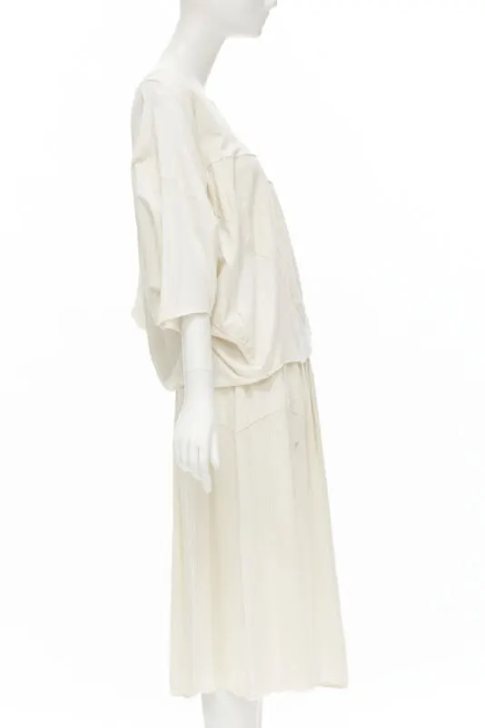 Comme Des Garcons Patchwork Trapeze Set White Cotton Good - Model View