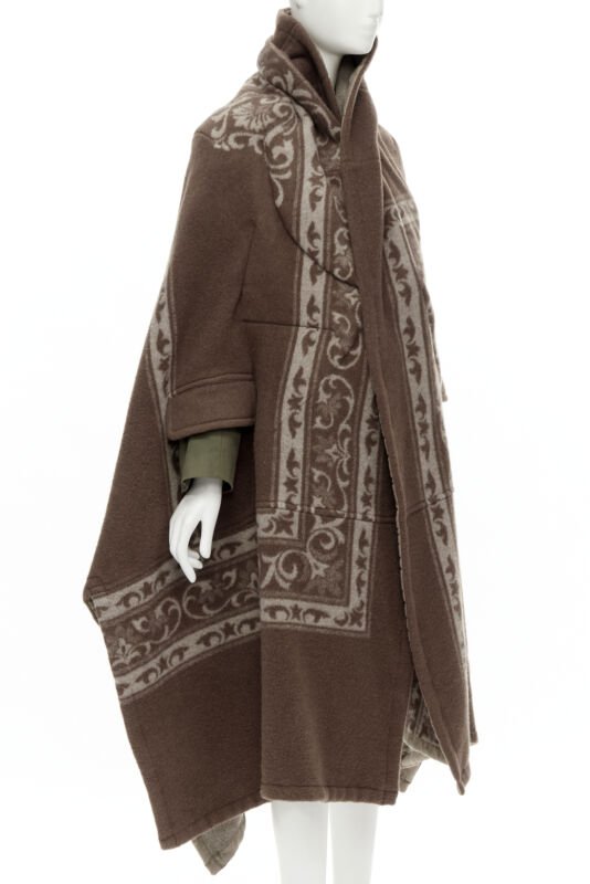 Comme Des Garcons Brown Wool Cocoon Coat - Image 6
