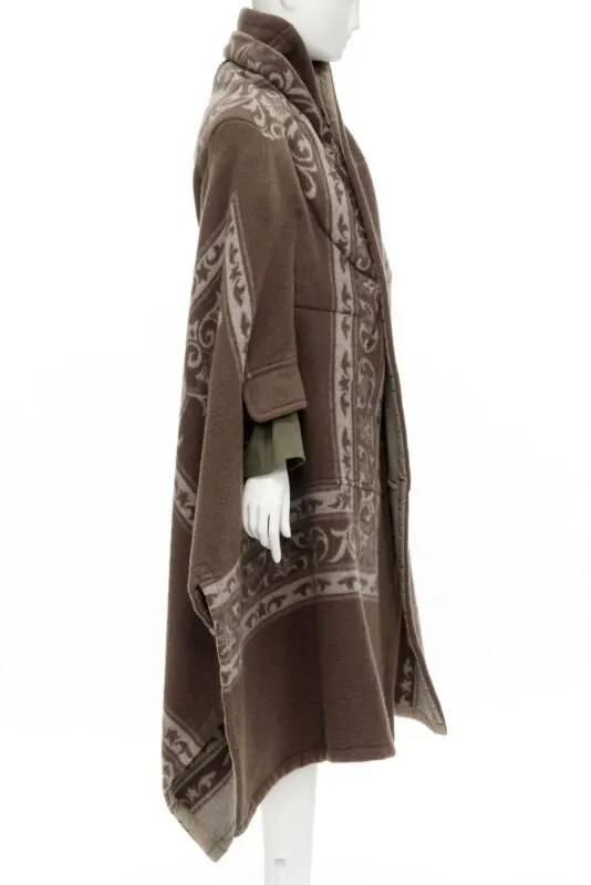 Comme des Garçons Brown Wool Cocoon Coat Brown Wool Never worn - Model View