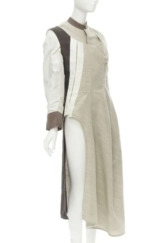 Comme des Garçons Patchwork Bias Wool Coat Beige Wool Very good - Front View