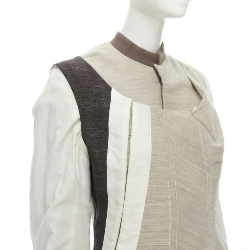 Comme des Garçons Patchwork Bias Wool Coat Beige Wool Very good - Back View