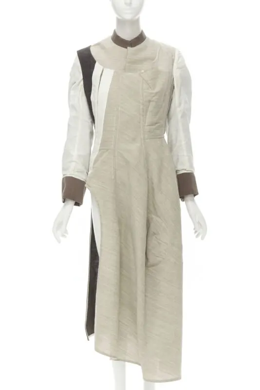 Comme des Garçons Patchwork Bias Wool Coat Beige Wool Very good - Inside View