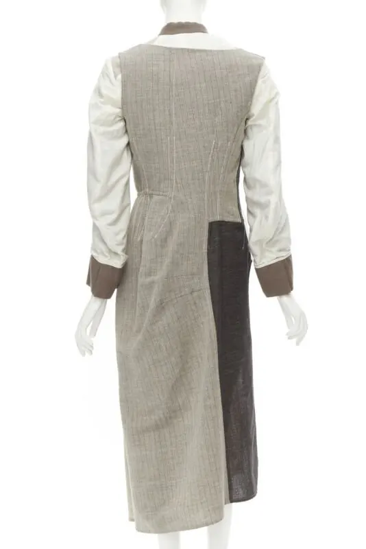 Comme des Garçons Patchwork Bias Wool Coat Beige Wool Very good - Box View