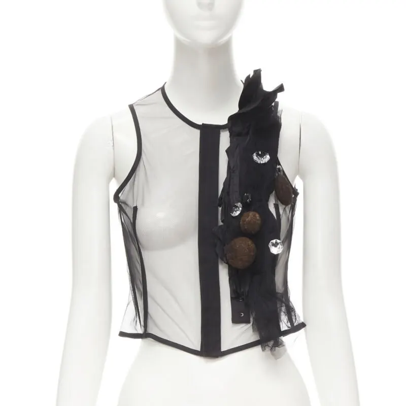 Comme des Garçons Crystal Felt Vest Black Polyester Never worn - Front View