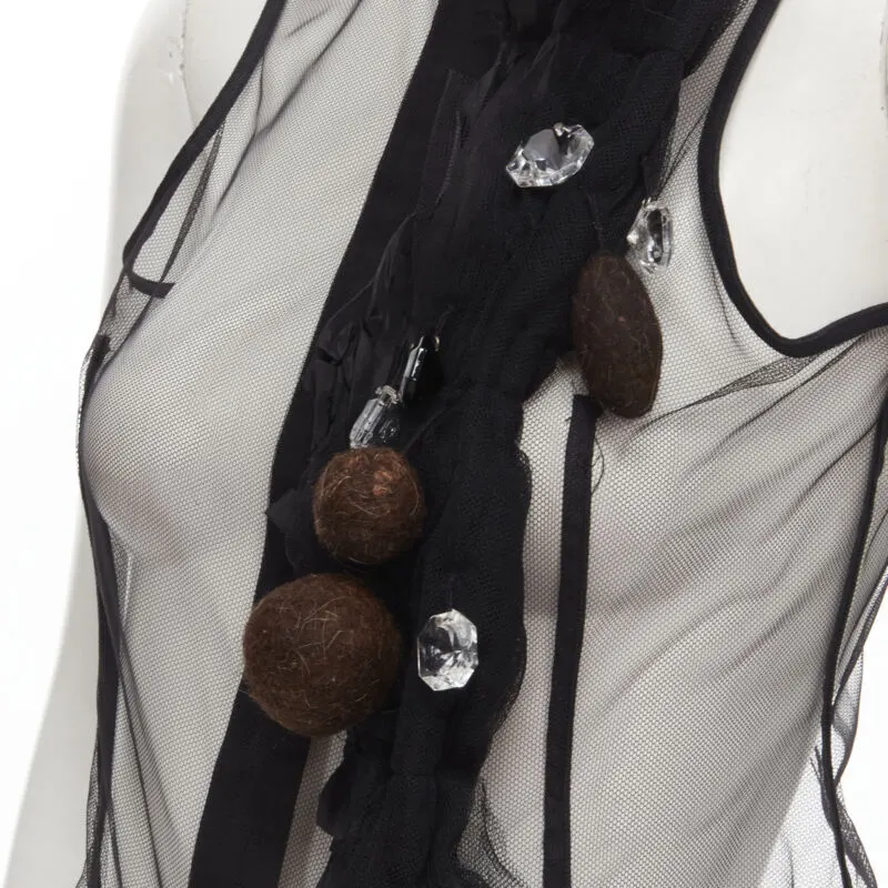 Comme des Garçons Crystal Felt Vest Black Polyester Never worn - Back View