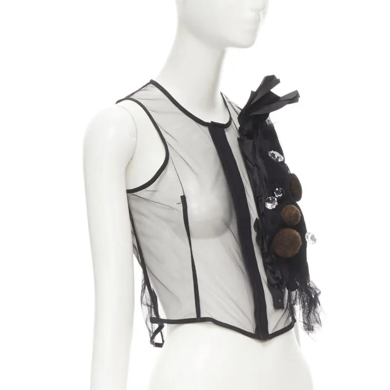 Comme des Garçons Crystal Felt Vest Black Polyester Never worn - Inside View