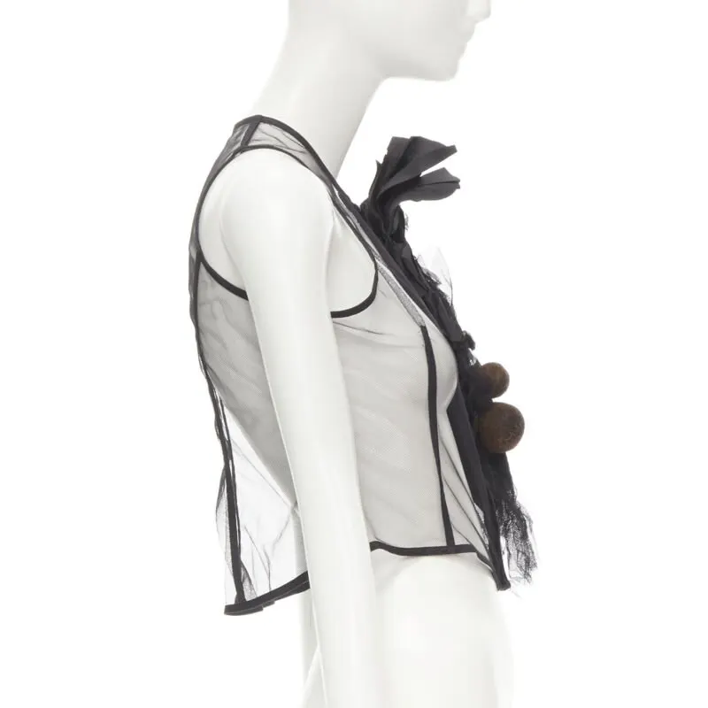 Comme des Garçons Crystal Felt Vest Black Polyester Never worn - Model View