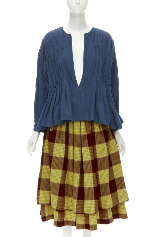 Comme Des Garcons Checked Skirt Set Blue Cotton Very good - Front View