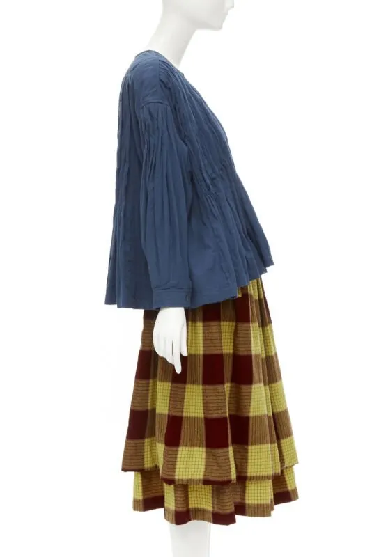 Comme Des Garcons Checked Skirt Set Blue Cotton Very good - Inside View