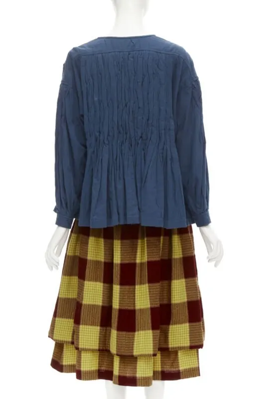 Comme Des Garcons Checked Skirt Set Blue Cotton Very good - Model View