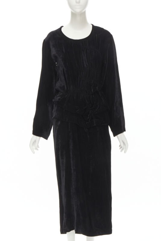 Comme Des Garcons Velvet Shirred Dress