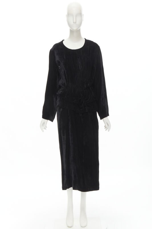 Comme Des Garcons Velvet Shirred Dress - Image 12