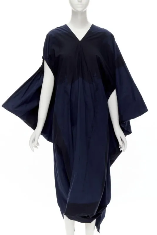 Comme Des Garcons Brushstroke Trapeze Dress Navy Cotton Very good - Front View