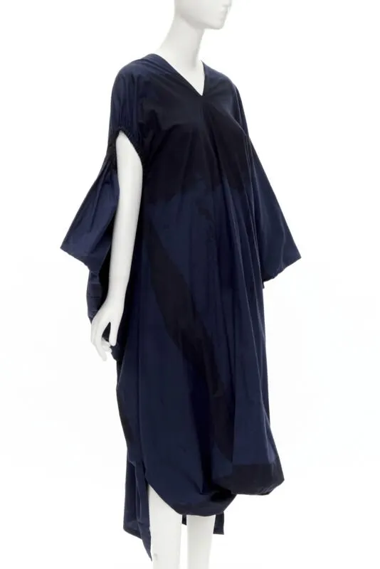 Comme Des Garcons Brushstroke Trapeze Dress Navy Cotton Very good - Inside View