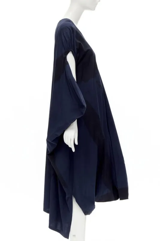 Comme Des Garcons Brushstroke Trapeze Dress Navy Cotton Very good - Model View