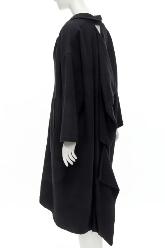 Comme Des Garcons Dinosaur Draped Wool Coat Black Wool Never worn - Front View