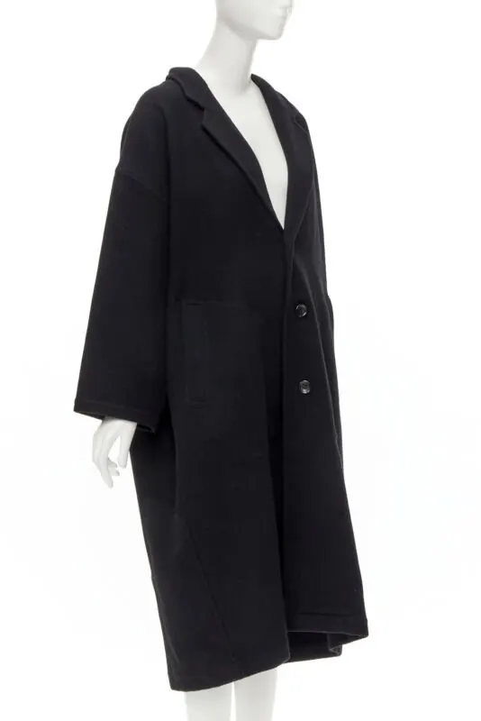 Comme Des Garcons Dinosaur Draped Wool Coat Black Wool Never worn - Model View