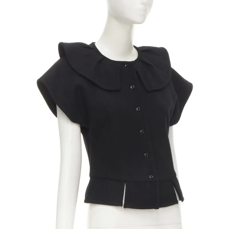 Comme des Garçons Felt Peplum Top Black Wool Never worn - Inside View