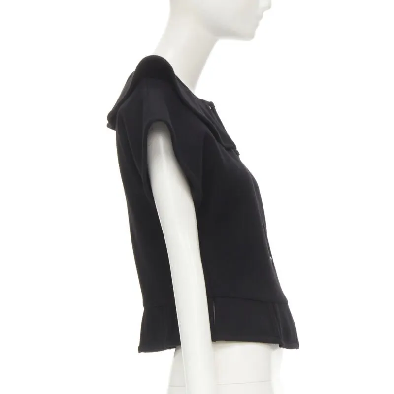 Comme des Garçons Felt Peplum Top Black Wool Never worn - Model View