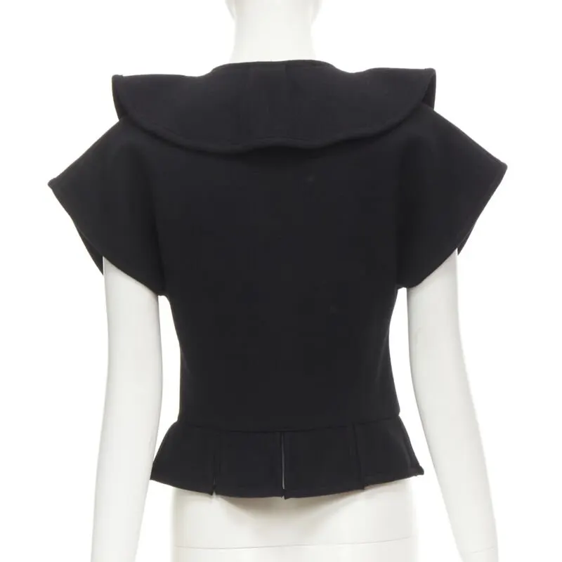 Comme des Garçons Felt Peplum Top Black Wool Never worn - Box View