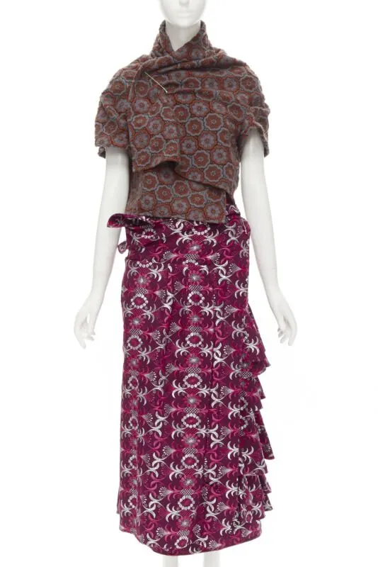Comme Des Garcons Macrame Wrap Skirt MultiColor Wool Never worn - Front View