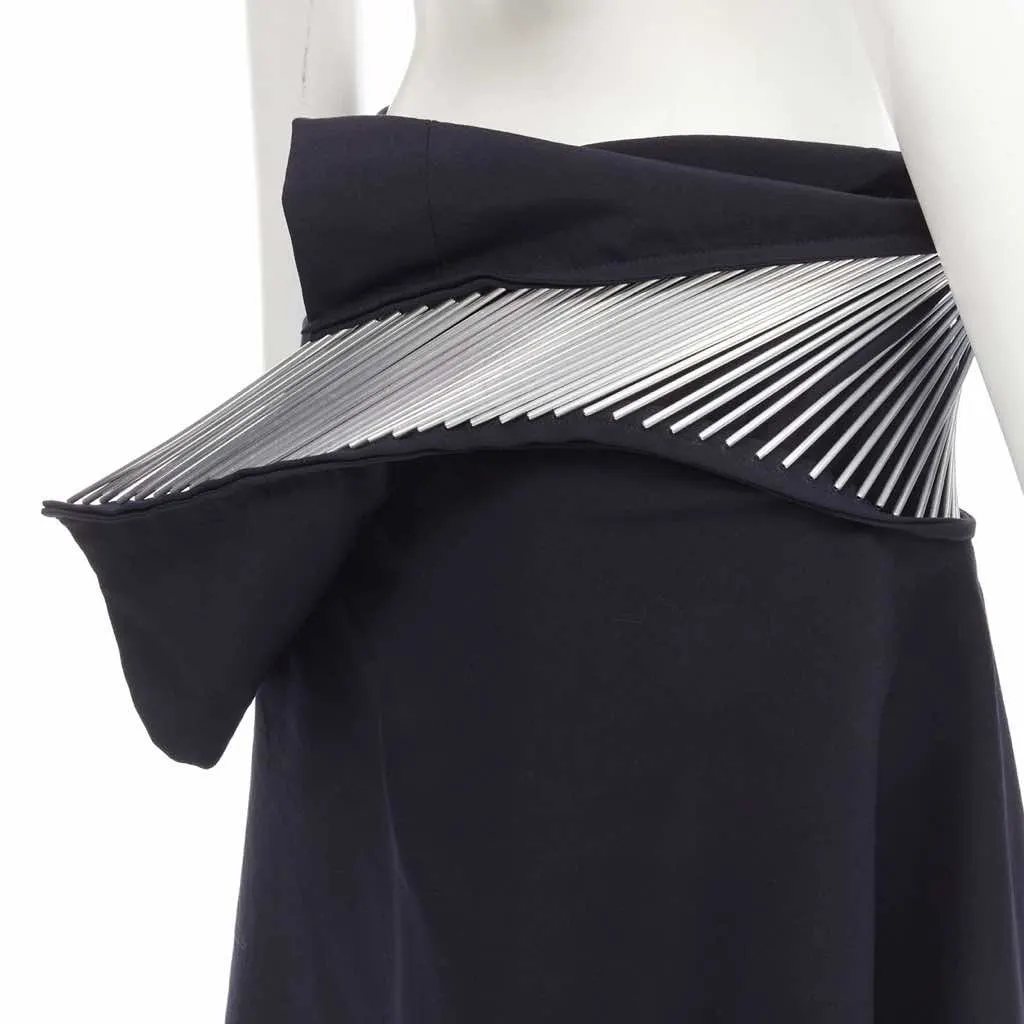 Junya Watanabe Metal Midi Skirt Black Wool Very good - Back View