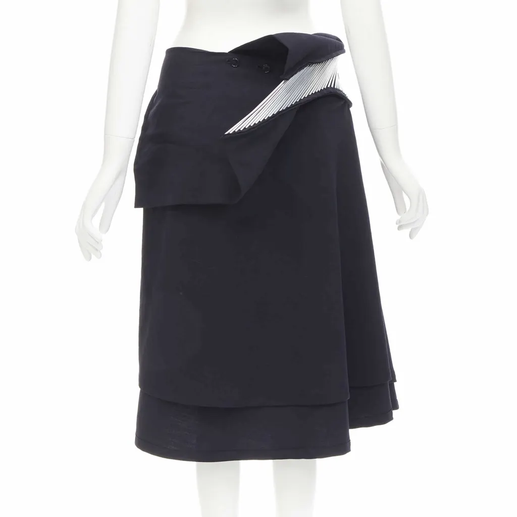 Junya Watanabe Metal Midi Skirt Black Wool Very good - Box View