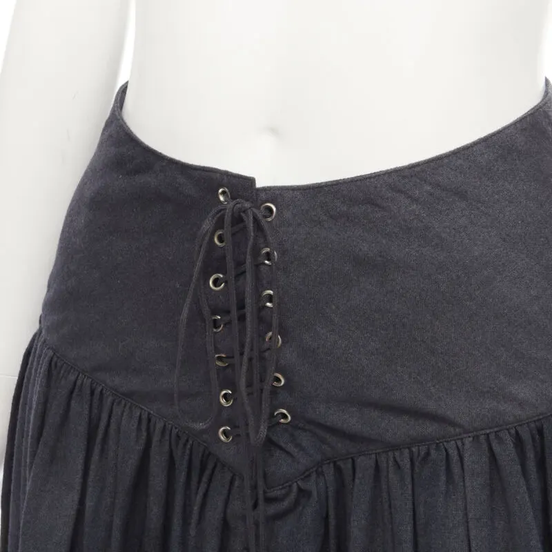 Comme des Garçons Corset Tiered Skirt Grey Wool Never worn - Back View