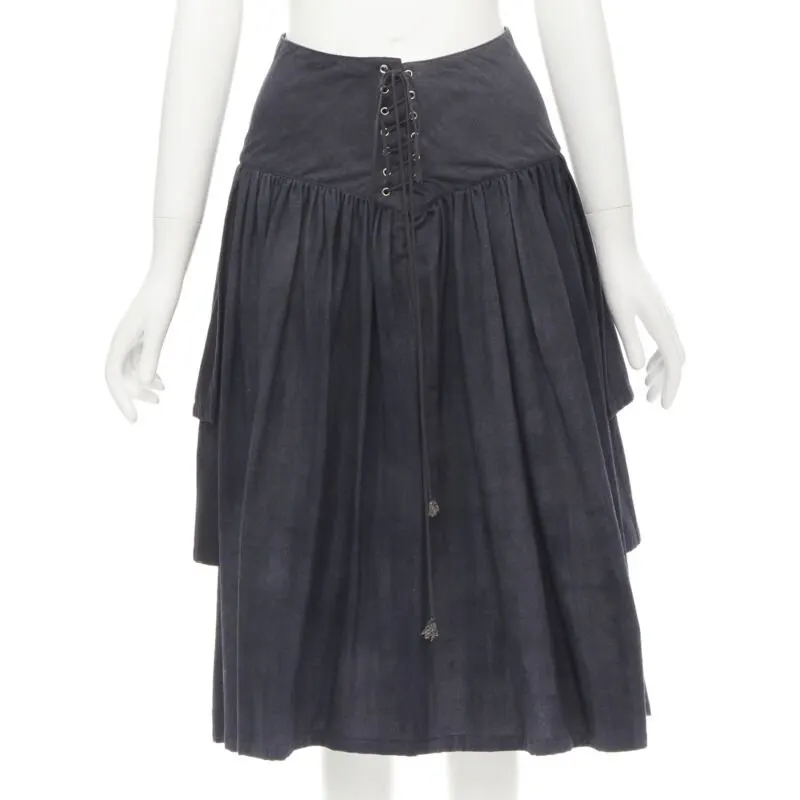 Comme des Garçons Corset Tiered Skirt Grey Wool Never worn - Inside View