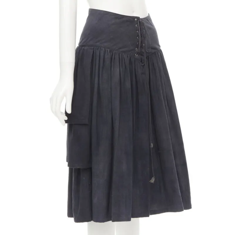 Comme des Garçons Corset Tiered Skirt Grey Wool Never worn - Model View