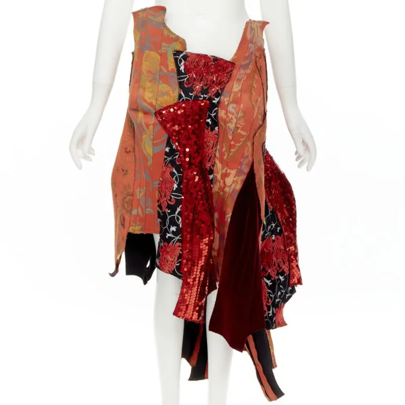 Comme Des Garcons Jacquard Devore Skirt Red Cotton Never worn - Front View