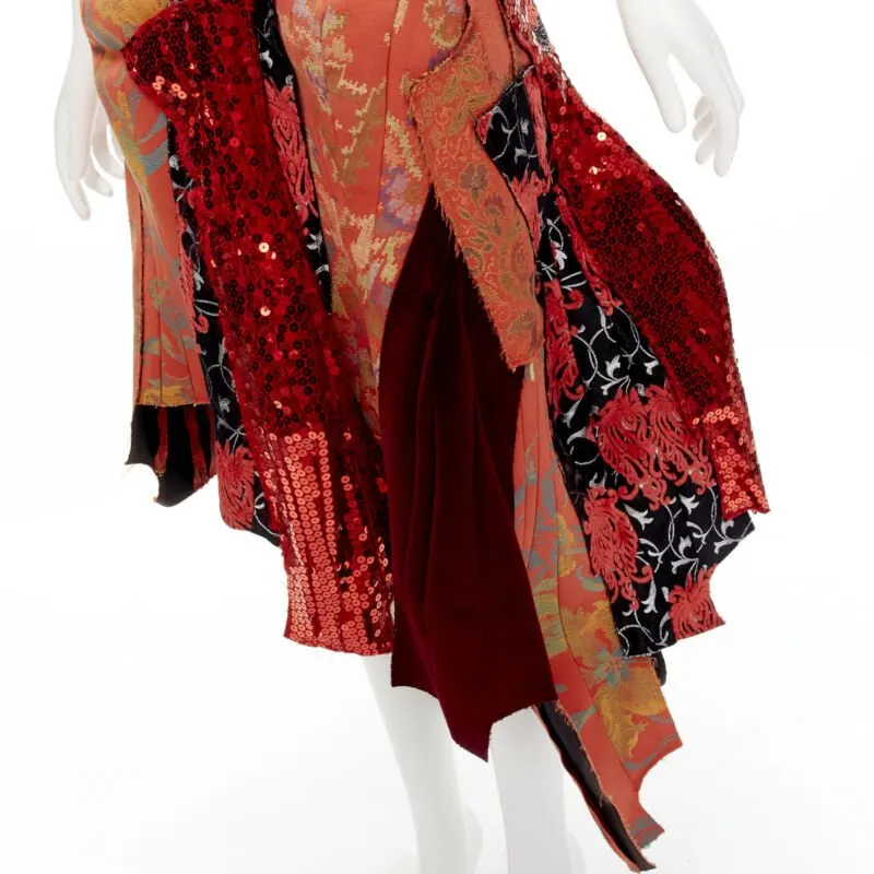 Comme Des Garcons Jacquard Devore Skirt Red Cotton Never worn - Back View