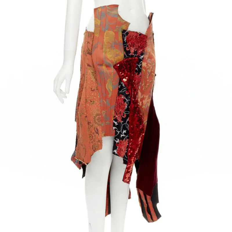Comme Des Garcons Jacquard Devore Skirt Red Cotton Never worn - Inside View