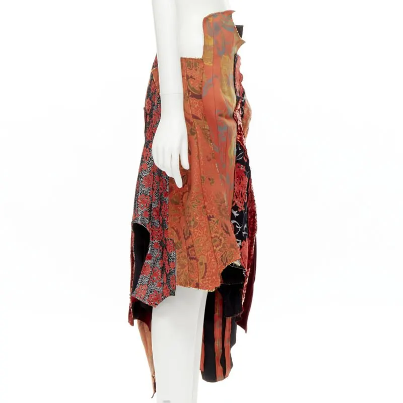 Comme Des Garcons Jacquard Devore Skirt Red Cotton Never worn - Model View